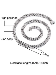 1 Máy Tính Sang Trọng Hợp Kim Kẽm Kim Cương Giả Trang Trí Dây Chuyền Vòng Cổ Nam Cho Trang Trí Hàng Ngày Punk Hip Pop Phong Cách - Bạc - Xem 6