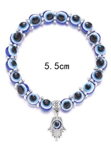 6pcs/set Fashionable Hamsa Hand Charm Evil Eye Decor Beaded Bracelet For Women For Daily Decoration