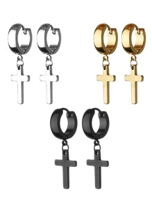 3 cặp/bộ Thời trang Thép không gỉ Trang trí chéo Thả hoa tai Cho nam giới Đối với Cuộc sống hàng ngày , Đối với Đồ trang sức Qủa tặng Và Buổi tiệc - Nhiều màu - Xem 1