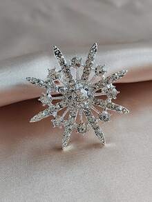 1pc Glamorous Rhinestone Star Decor Brooch For Women For Daily Life - Silver - View 3