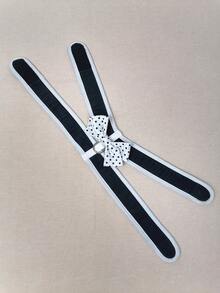 1入組波點圖案蝴蝶結裝飾寵物背帶和1条皮带適用於狗狗和貓適用於戶外 - 黑與白 - 查看 9