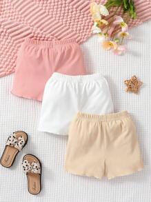 Baby Girl 3pcs Bow Front Lettuce Trim Shorts - Multicolor - View 2