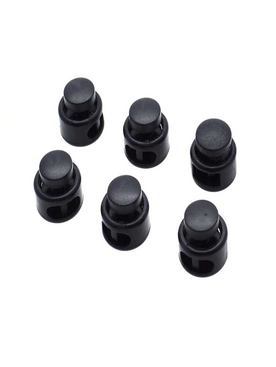 12pcs Plastic Elastic Cord Lock, Double Hole Toggle Cord Lock - Black - View 1