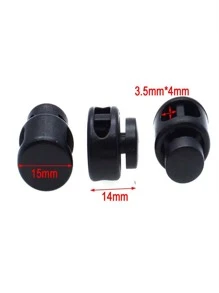 12pcs Plastic Elastic Cord Lock, Double Hole Toggle Cord Lock - Black - View 2