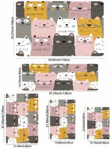 1入組卡通圖案地板地毯可愛家用滌綸防滑地毯 - 粉色 - 查看 4