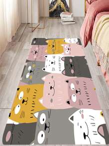 1入組卡通圖案地板地毯可愛家用滌綸防滑地毯 - 粉色 - 查看 5