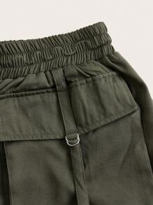 SHEIN EZwear Flap Pocket Buckle Detail Cargo Skirt - Army Green - View 4
