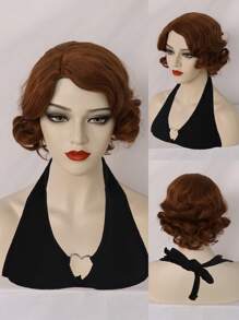 Peluca sintética corto rizado - Marrón - Ver 1