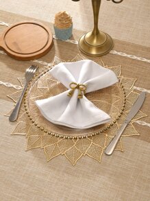 2入組銀色空心葉子和花卉圖案pvc餐墊和杯墊,可水洗,易清潔,防滑,耐高溫,優雅就餐桌面佈置,廚房桌墊,節日婚禮裝飾 - 金色 - 查看 2