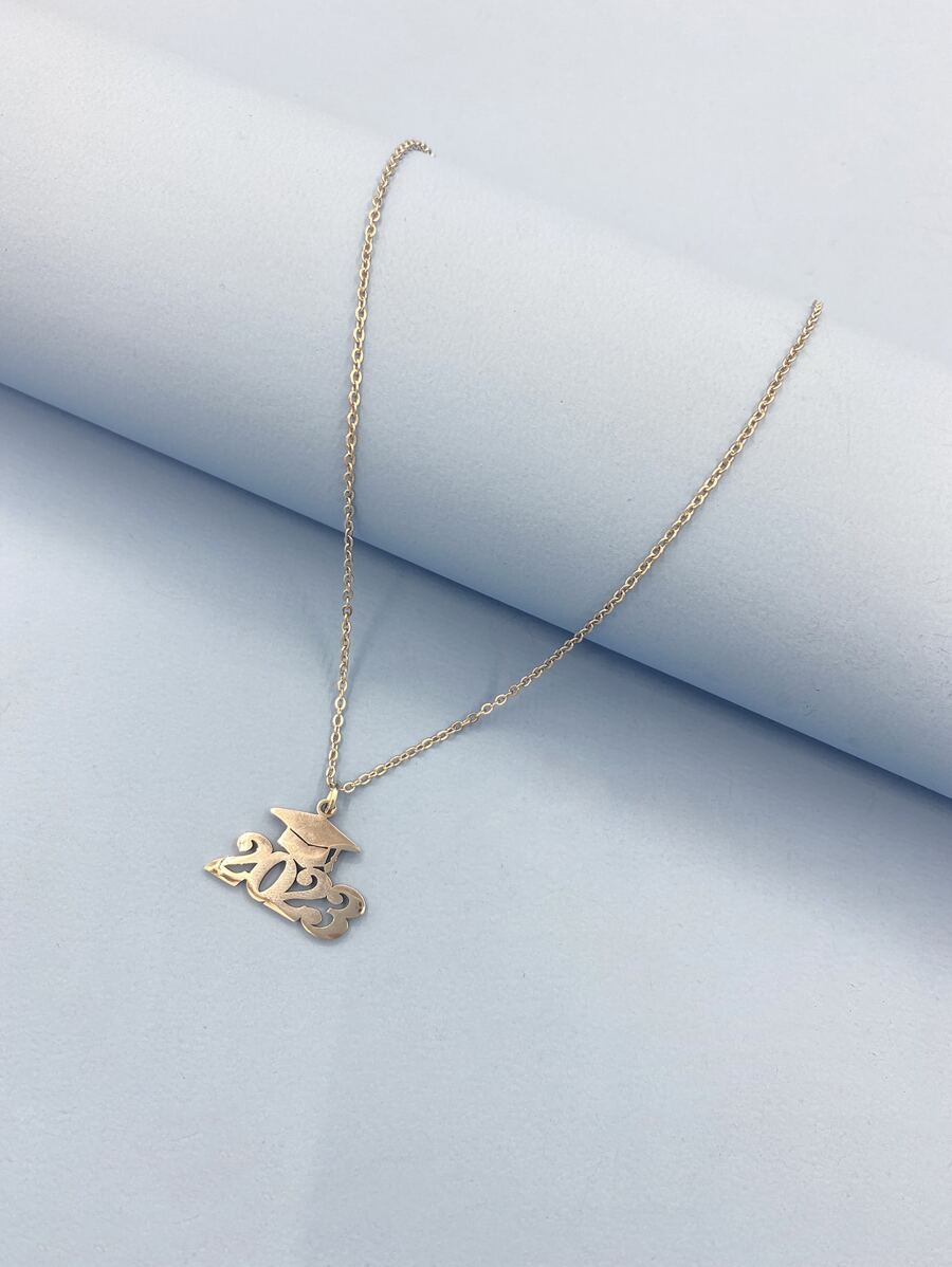 Trencher Cap & Number Charm Necklace