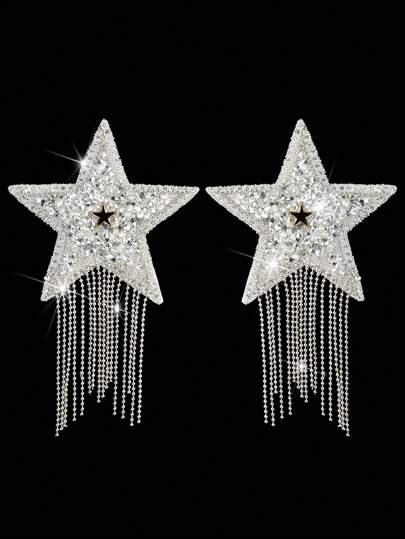 SuitURBody 1pair Star Pattern Rhinestone Nipple Cover, For Rave