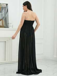 Missord V Bar Mesh Tube Dress - Black - View 2