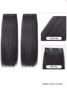 2 chiếc Topper tóc tổng hợp ngắn thẳng - màu đen - Xem 2