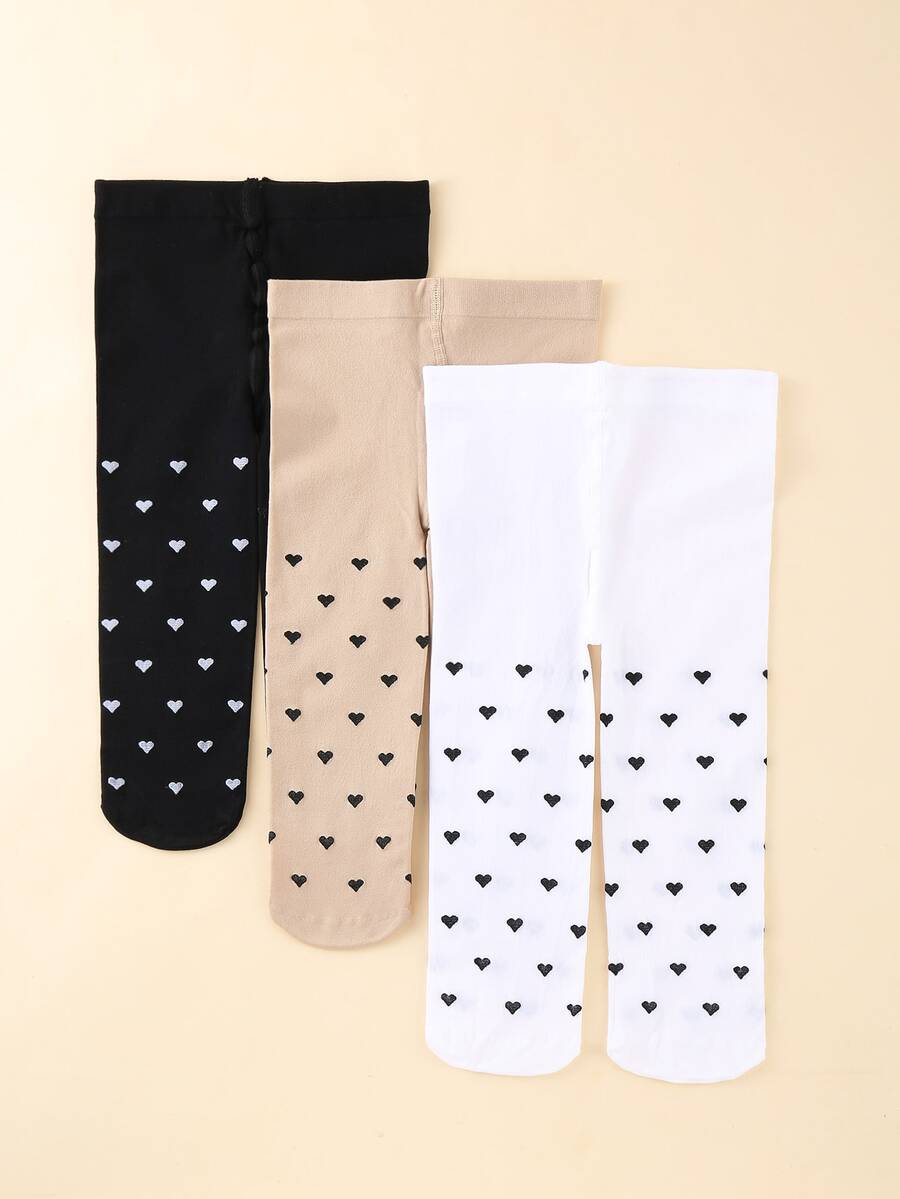 3雙女嬰心形圖案舞蹈襪 - 彩色 - 查看 1