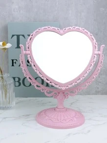 桌面心形鏡子Y2K式化妝鏡 - 粉色 - 查看 1