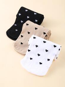 3雙女嬰心形圖案舞蹈襪 - 彩色 - 查看 2