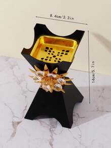 Creative Incense Burner In Black & Golden Metal For Home Decoration - Black - View 4
