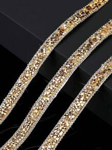 Resin Rhinestone Strip With Beaded Chain Mixed Sizes Diy Jewelry Accessory Stick-On Clothing Edging, Handbag, Shoes, Car Trim
