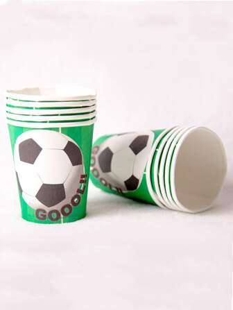 10入組足球圖案一次性杯子