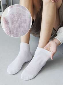 5 双男士纯色休闲短袜，适合日常生活、健身