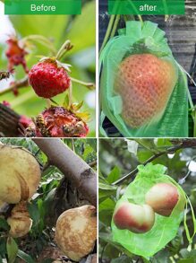 20pcs Solid Color White Plant Grow Bag, PP Drawstring Plant Support Mesh Bag For Home - White - View 4