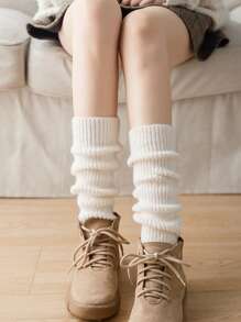 1pair Women Solid Casual Leg Warmers, For Daily Life