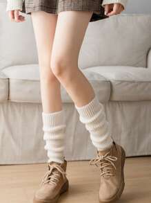 1pair Women Solid Casual Leg Warmers, For Daily Life