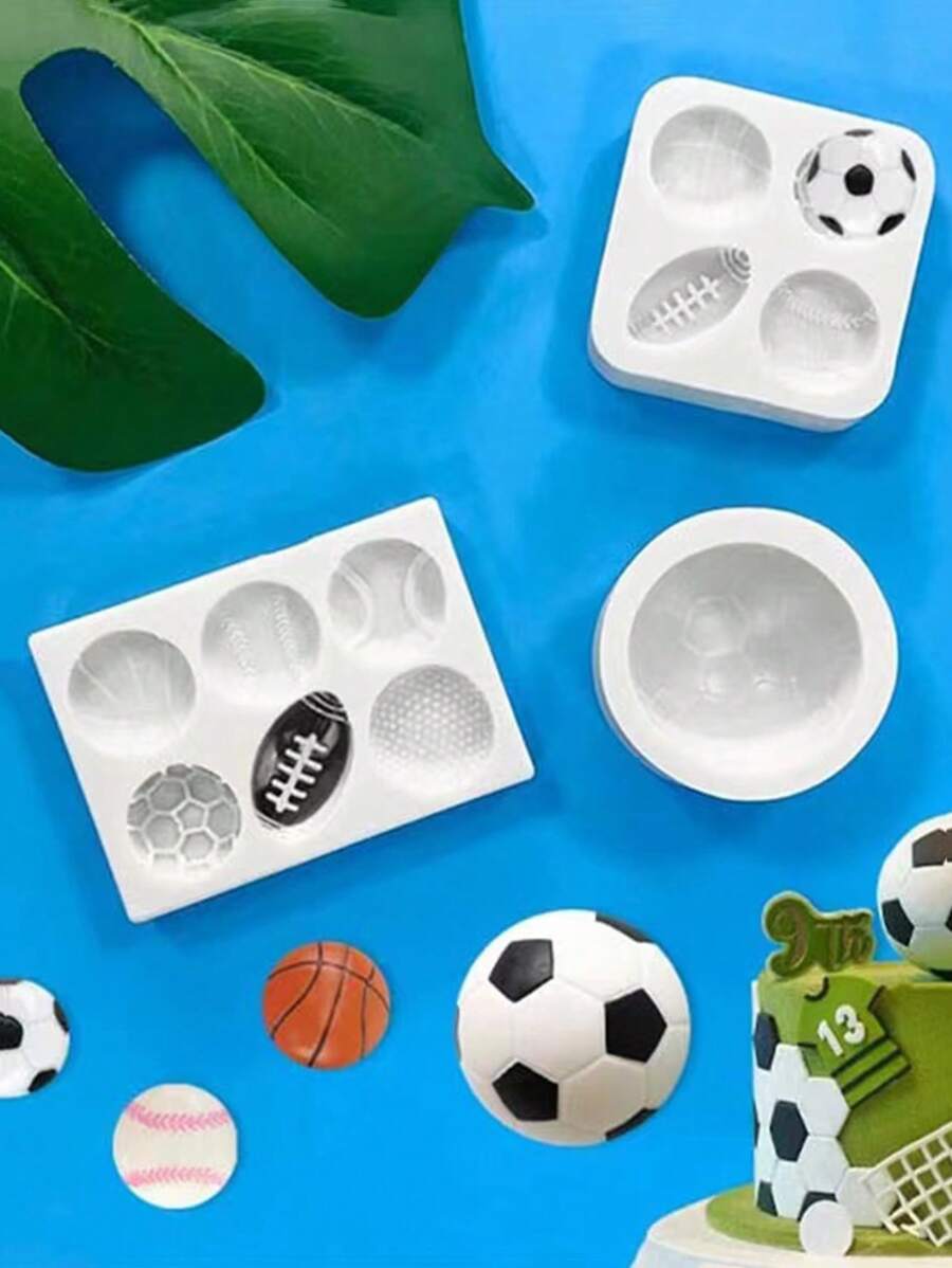 1 Bóng Đá Bóng Đá Bóng Rổ Bóng Chày Bóng Bầu Dục Khuôn Silicon Bộ Cho DIY Fondant Làm Kẹo Khuôn Sô Cô La Món Tráng Miệng Đá viên Kẹo Cao Su Đất Sét Xà Phòng Bánh Quy Thạch Cao Nhựa Bánh Cupcake Topper Khuôn Trang Trí Bánh - trắng - Xem 1