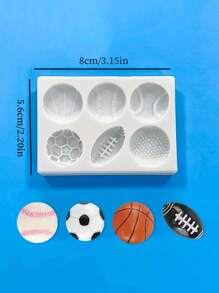 1 Bóng Đá Bóng Đá Bóng Rổ Bóng Chày Bóng Bầu Dục Khuôn Silicon Bộ Cho DIY Fondant Làm Kẹo Khuôn Sô Cô La Món Tráng Miệng Đá viên Kẹo Cao Su Đất Sét Xà Phòng Bánh Quy Thạch Cao Nhựa Bánh Cupcake Topper Khuôn Trang Trí Bánh - trắng - Xem 3