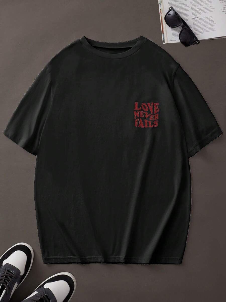 Men Slogan Graphic Tee - Black - View 1