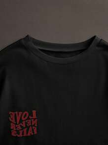 Men Slogan Graphic Tee - Black - View 4