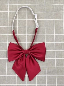 1 chiếc cà vạt thắt nơ phong cách Preppy cho nữ - Đỏ - Xem 2