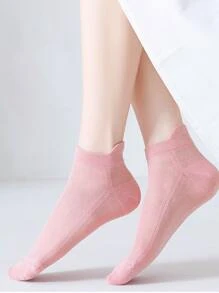 3雙裝女式素色透氣休閒短襪適合日常生活 - 彩色 - 查看 3