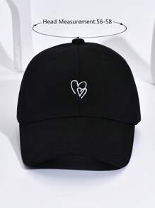 1入組中性心形刺繡時尚棒球帽適合日常生活 - 黑色 - 查看 4