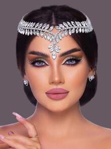 1 dây buộc tóc cô dâu sang trọng bằng kim cương giả dành cho tiệc cưới Boho - Bạc - Xem 1