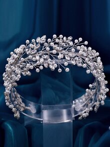 Trang trí Rhinestone Mũ cô dâu - Bạc - Xem 2