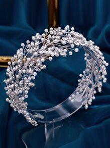 Trang trí Rhinestone Mũ cô dâu - Bạc - Xem 4