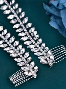 1 dây buộc tóc cô dâu sang trọng bằng kim cương giả dành cho tiệc cưới Boho - Bạc - Xem 4