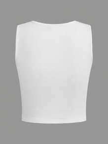 SHEIN 青少年女孩人像圖案背心上衣 - 白色 - 查看 2