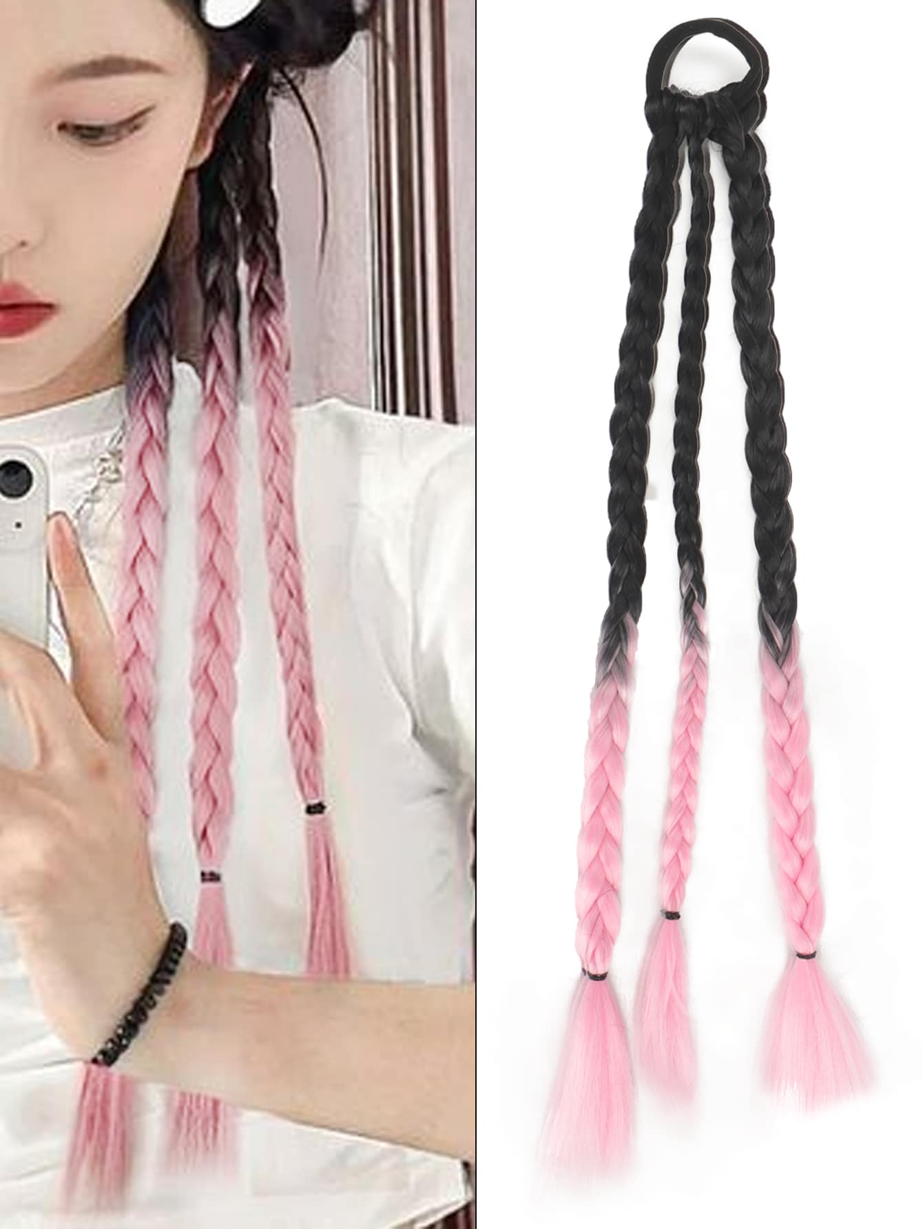 中等合成髮辮 - 彩色 - 查看 1