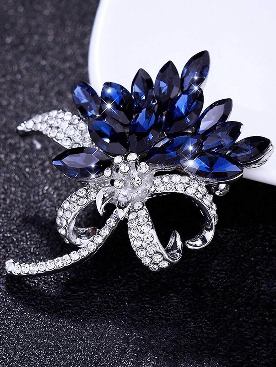 Boutonniere con diamante de imitación con diseño de flor - Multicolor - Ver 1