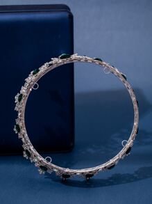 1 Nữ Rhinestone Trang Trí Vương Miện Thiết Kế Headband Sang Trọng, Dành Cho Đảng - màu xanh lá - Xem 3