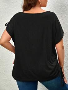SHEIN Unity Camiseta con cordón lateral de manga murciélago