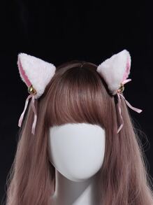 2pcs Women Fuzzy Cat Ear Decor Cute Hair Clip - White - View 1