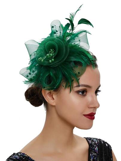 1 Stück Fascinator für Frauen Teezeremonie Hut Kentucky Derby Schlaufe Feder Fancy Hüte Hochzeit Fascinator Haarband Elegante Mini Hüte Winzige Hüte Mini Zylinder Mini Kappe, Schulsachen, Geschenke, Haraccessoires