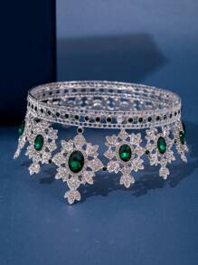 1 Nữ Rhinestone Trang Trí Vương Miện Thiết Kế Headband Sang Trọng, Dành Cho Đảng - màu xanh lá - Xem 5