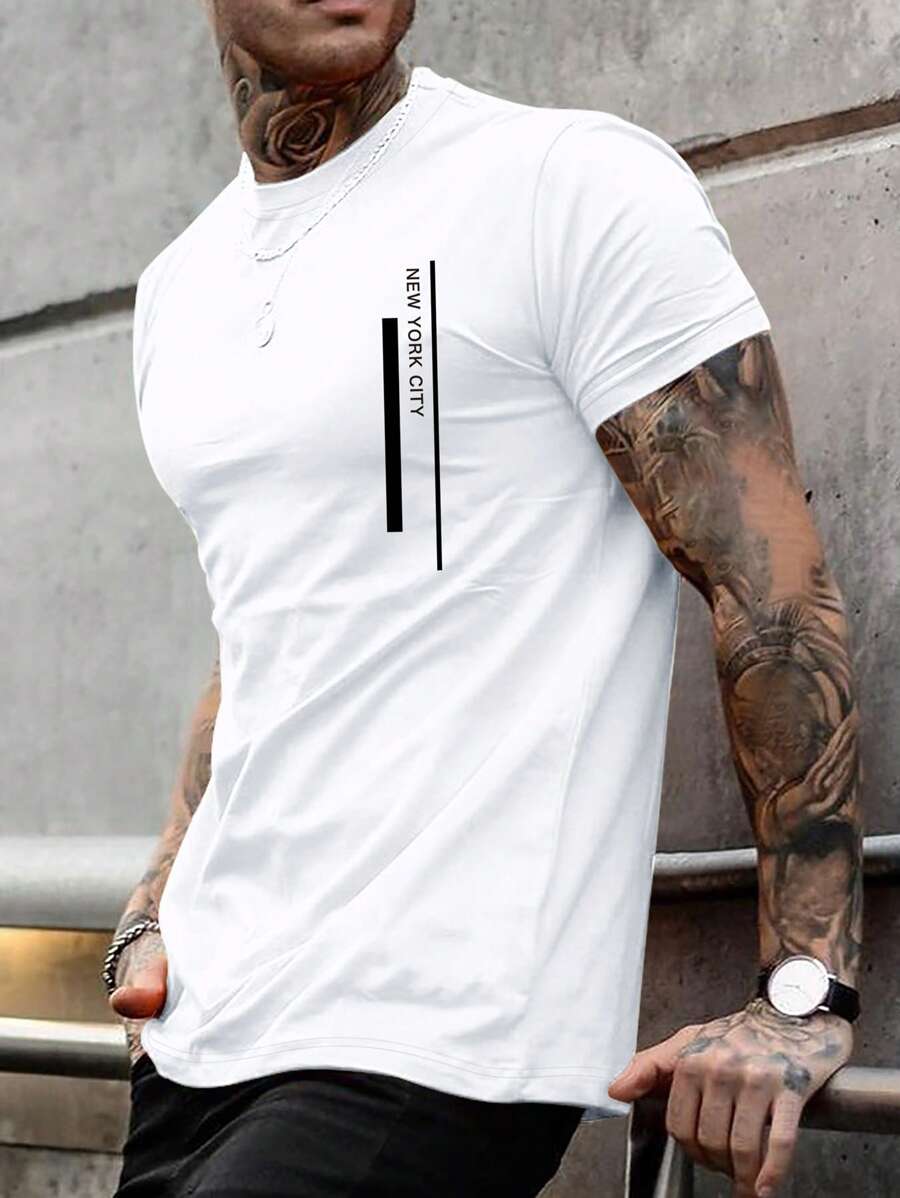 Manfinity Homme Men Letter Graphic Tee - White - View 1