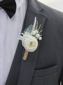 1 Hoa Unisex Trang Trí Boutonniere Thanh Lịch, Dành Cho Tiệc Cưới - Nhiều màu - Xem 1