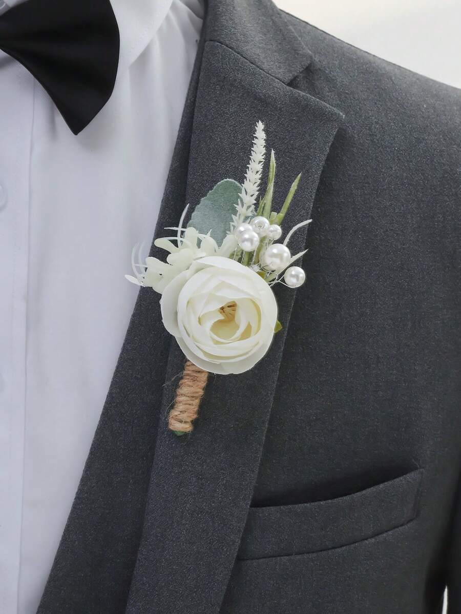 1 Hoa Unisex Trang Trí Boutonniere Thanh Lịch, Dành Cho Tiệc Cưới - Nhiều màu - Xem 1