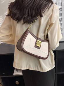 雙色流浪包壓花細節金屬裝飾 - 彩色 - 查看 6